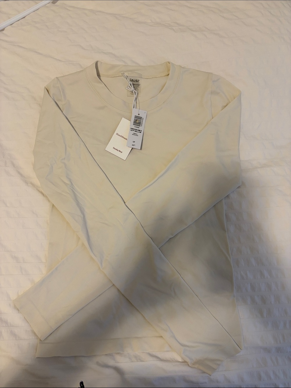 Classic Crewneck Long-Sleeve Top in Off-White